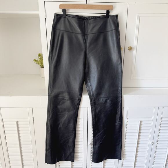 Vintage Y2K Express Black Patchwork Leather Wide Leg Bootcut Pants Size 12 - Picture 1 of 4